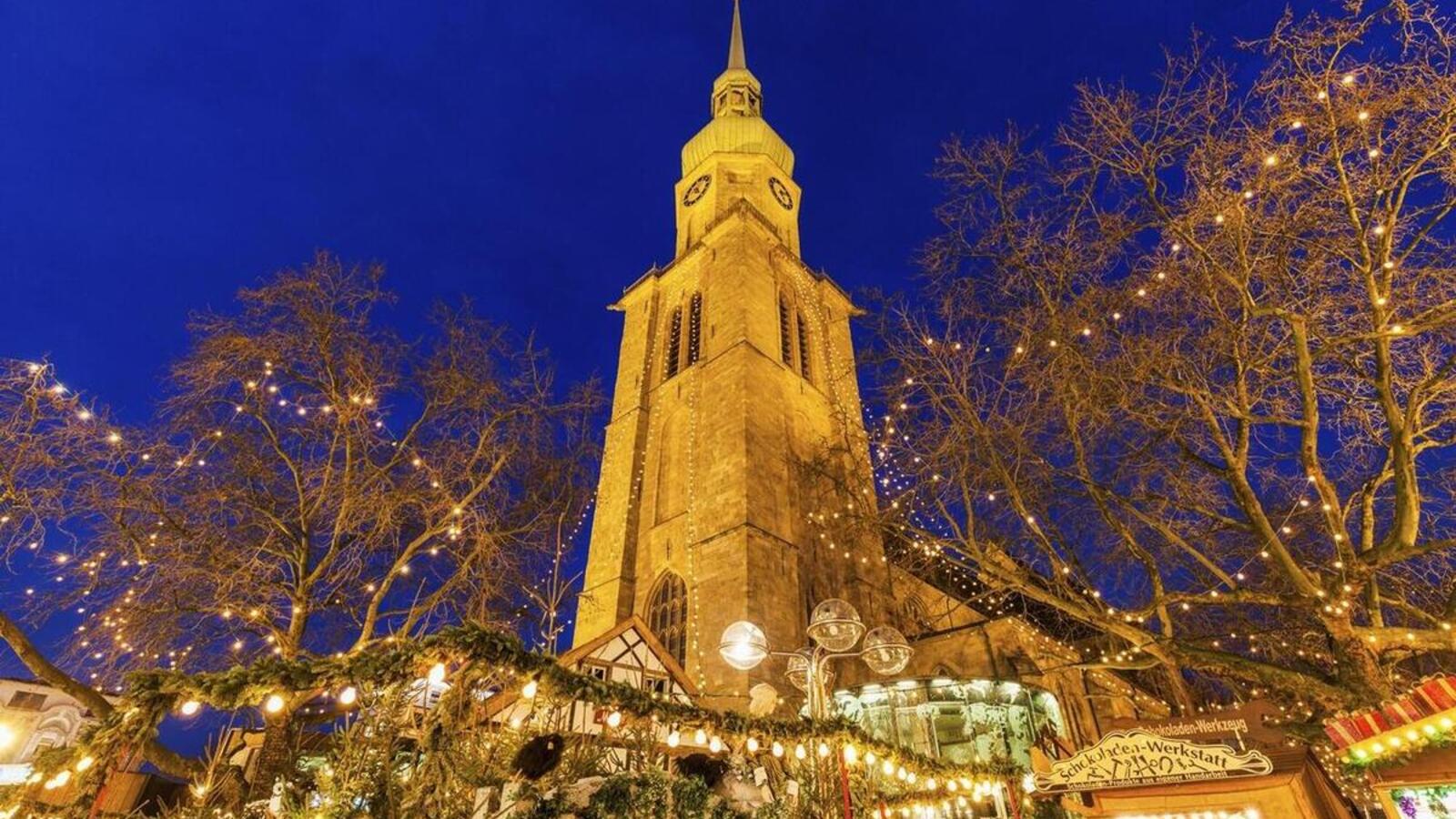 Marienkirche in Dortmund during Christmas. Dortmund, North Rhine-Westphalia, Germany